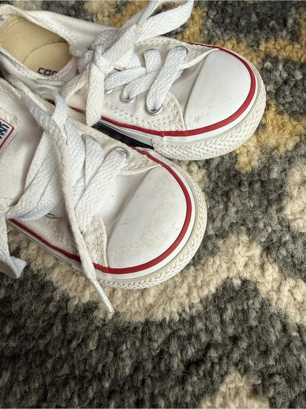 Converse Kids White Low-Top Sneakers with Red Trim